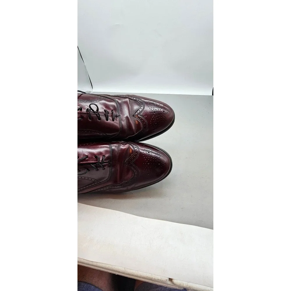 Hanover MasterFlex Mens Burgundy Leather Wingtip Oxford Brogue Dress Shoes USA